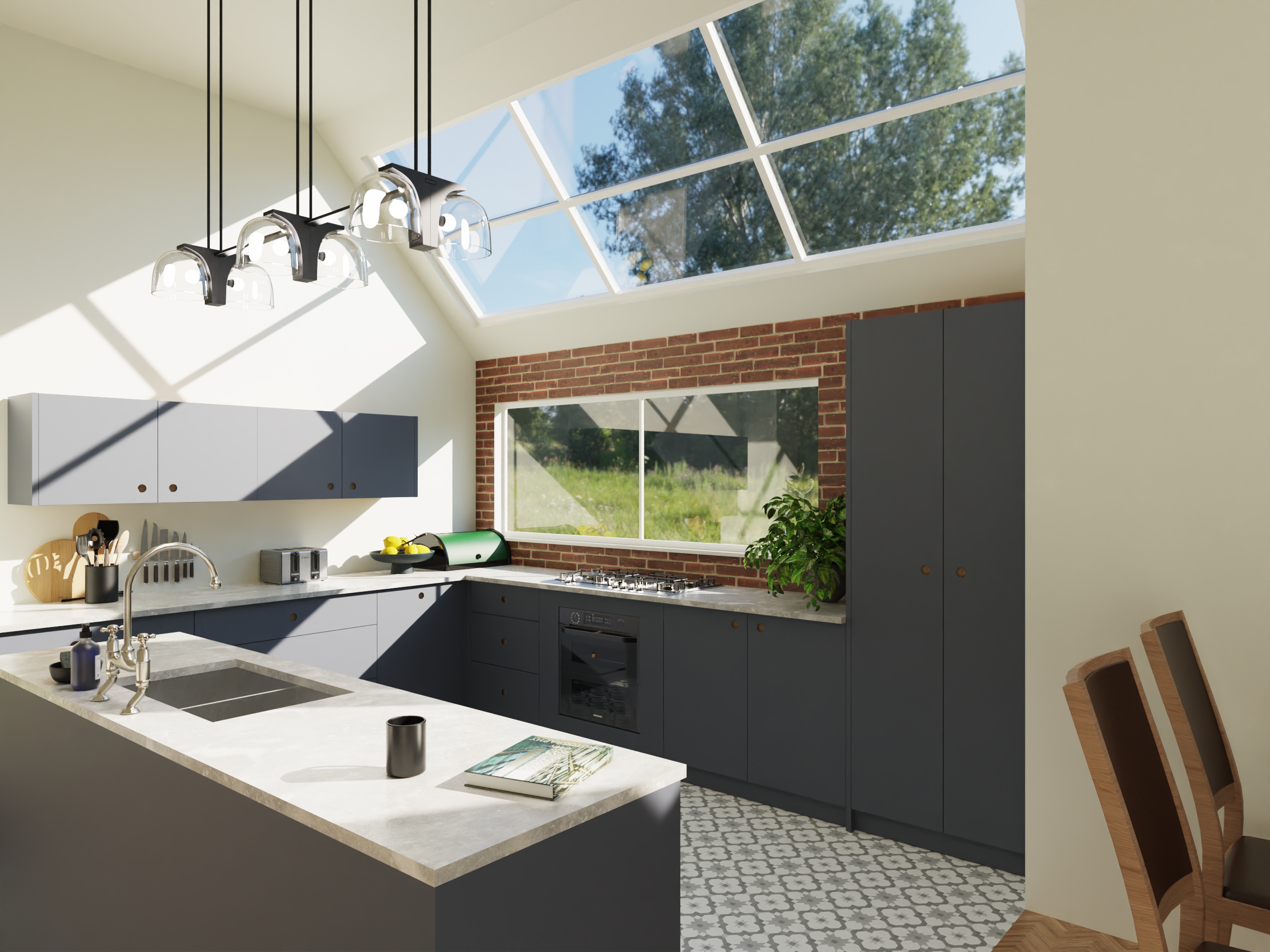 Ice Kitchens — Brick Modern Blue alternate angle